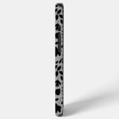 Fallen Blätter Muster Schwarz auf Grau iPhone Hülle (Linke Seite)