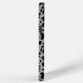 Fallen Blätter Muster Schwarz auf Grau iPhone Hülle (Rechte Seite)