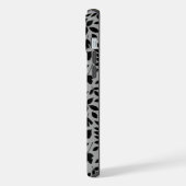 Fallen Blätter Muster Schwarz auf Grau iPhone Hülle (Linke Seite)