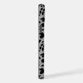 Fallen Blätter Muster Schwarz auf Grau iPhone Hülle (Rechte Seite)