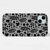 Fallen Blätter Muster Schwarz auf Grau iPhone Hülle (Rückseite (Horizontal))