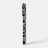 Fallen Blätter Muster Schwarz auf Grau iPhone Hülle (Linke Seite)