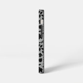 Fallen Blätter Muster Schwarz auf Grau iPhone Hülle (Linke Seite)