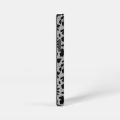 Fallen Blätter Muster Schwarz auf Grau iPhone Hülle (Rechte Seite)