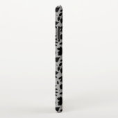 Fallen Blätter Muster Schwarz auf Grau iPhone Hülle (Rechte Seite)