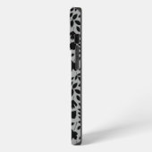 Fallen Blätter Muster Schwarz auf Grau iPhone Hülle (Linke Seite)