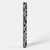 Fallen Blätter Muster Schwarz auf Grau iPhone Hülle (Rechte Seite)