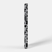 Fallen Blätter Muster Schwarz auf Grau iPhone Hülle (Rechte Seite)