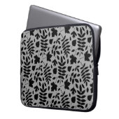 Fallen Blätter Muster Schwarz auf Grau Laptopschutzhülle (Vorderseite Links)