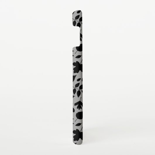 Fallen Blätter Muster Schwarz auf Grau Samsung Galaxy Hülle (Rechte Seite)