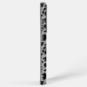 Fallen Blätter Muster Schwarz auf Grau Samsung Galaxy Hülle (Rechte Seite)