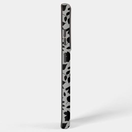 Fallen Blätter Muster Schwarz auf Grau Samsung Galaxy Hülle (Rechte Seite)