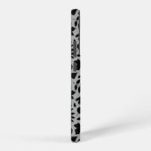 Fallen Blätter Muster Schwarz auf Grau Samsung Galaxy Hülle (Rechte Seite)