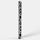 Fallen Blätter Muster Schwarz auf Grau Samsung Galaxy Hülle (Rechte Seite)