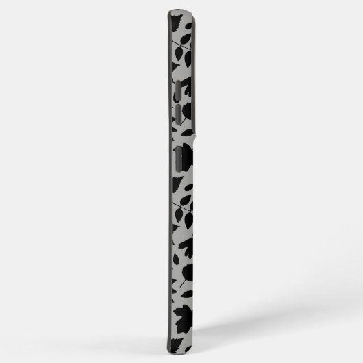 Fallen Blätter Muster Schwarz auf Grau Samsung Galaxy Hülle (Rechte Seite)