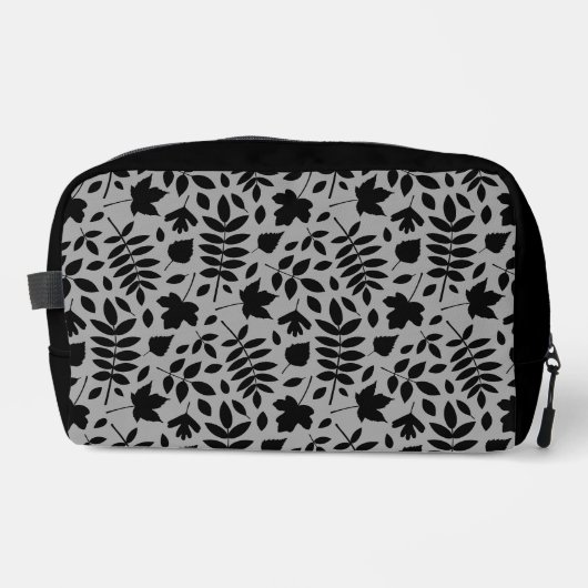 Fallen Blätter Muster Schwarz auf Grau Waschbeutel (Vorderseite)
