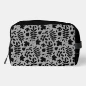 Fallen Blätter Muster Schwarz auf Grau Waschbeutel (Rückseite)