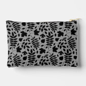 Fallen Blätter Muster Schwarz auf Grau Zubehörtasche (Rückseite)