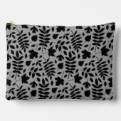 Fallen Blätter Muster Schwarz auf Grau Zubehörtasche (Vorderseite)