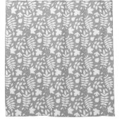 Fallen Blätter Muster weiß auf Grau Duschvorhang (Vorderseite)