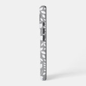 Fallen Blätter Muster Weiß auf Grau iPhone 16 Hülle (Linke Seite)