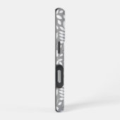 Fallen Blätter Muster Weiß auf Grau iPhone Hülle (Rechte Seite)