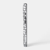 Fallen Blätter Muster Weiß auf Grau iPhone Hülle (Linke Seite)