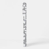 Fallen Blätter Muster Weiß auf Grau iPhone Hülle (Linke Seite)