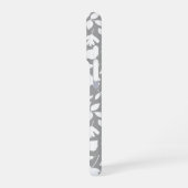 Fallen Blätter Muster Weiß auf Grau iPhone Hülle (Linke Seite)