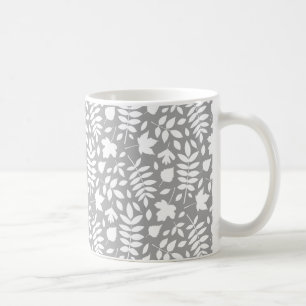 Fallen Blätter Muster Weiß auf Grau Kaffeetasse