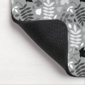 Fallen Blätter Rpt Muster Monochrome auf Grau Mousepad (Ecke)