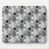 Fallen Blätter Rpt Muster Monochrome auf Grau Mousepad (Vorne)