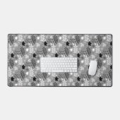 Fallen Blätter Rpt Muster Monochrome auf Grau Schreibtischunterlage (Tastatur & Maus)