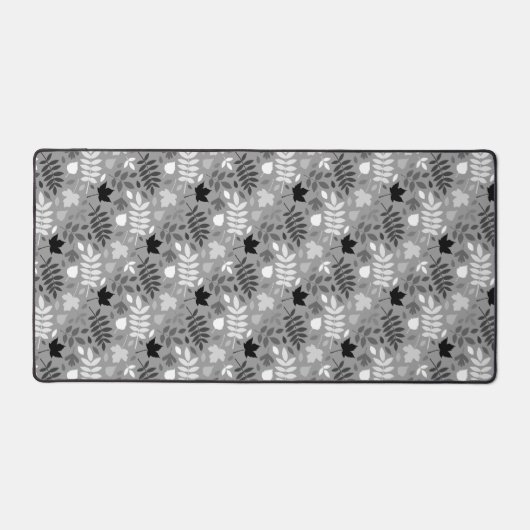 Fallen Blätter Rpt Muster Monochrome auf Grau Schreibtischunterlage (Vorderseite)
