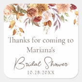 Fallen Floral Brautparty Favoriten Quadratischer Aufkleber (Vorderseite)