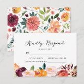 Fallen florale Aquarellfarben-RSVP-Karten RSVP Karte (Vorne/Hinten)