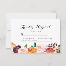 Fallen florale Aquarellfarben-RSVP-Karten RSVP Karte