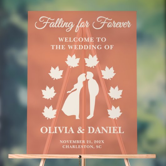 Fallen für immer | Rustikale Hochzeit Acrylschild (Neutral)