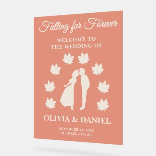 Fallen für immer | Rustikale Hochzeit Acrylschild (Winkel)