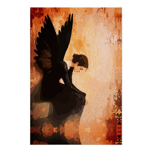 Fallen Grace - Melancholische Engel-Reflektion Poster (Vorderseite)