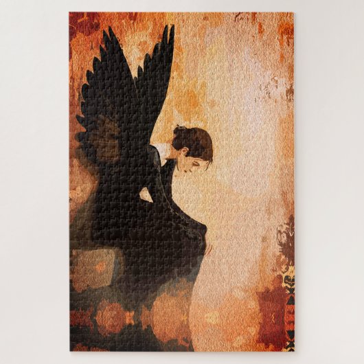 Fallen Grace - Melancholische Engel-Reflektion Puzzle (Vertikal)