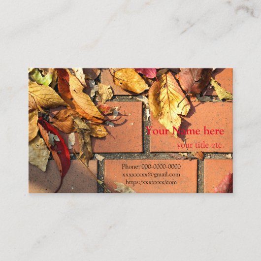 fallen leaves autumn colors, business card 落ち葉 秋 visitenkarte (Vorderseite)