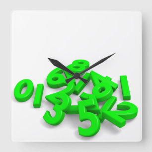 Fallen Numbers Wall Clock Quadratische Wanduhr
