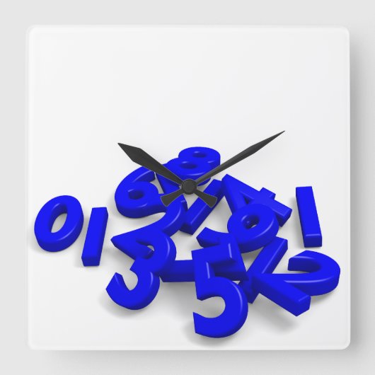 Fallen Numbers Wall Clock Quadratische Wanduhr (Vorderseite)