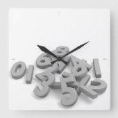 Fallen numbers Wall Clock Quadratische Wanduhr (Vorderseite)