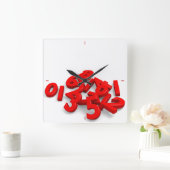 Fallen Numbers Wall Clock Quadratische Wanduhr (Zuhause)