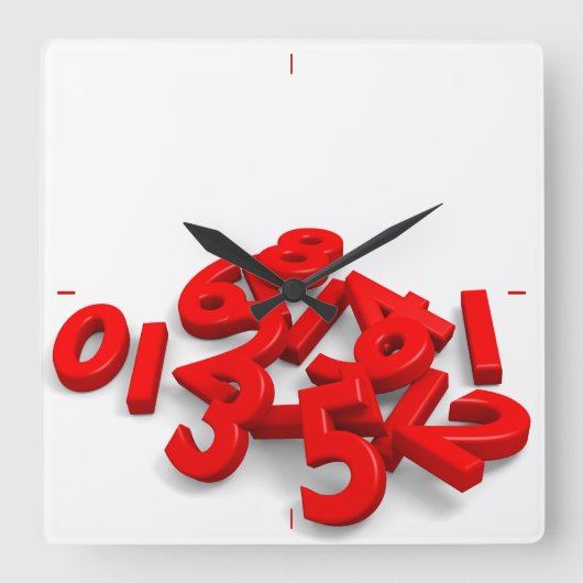 Fallen Numbers Wall Clock Quadratische Wanduhr (Vorderseite)