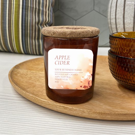 Fallen Scented Candle Watercolor Label Quadratischer Aufkleber