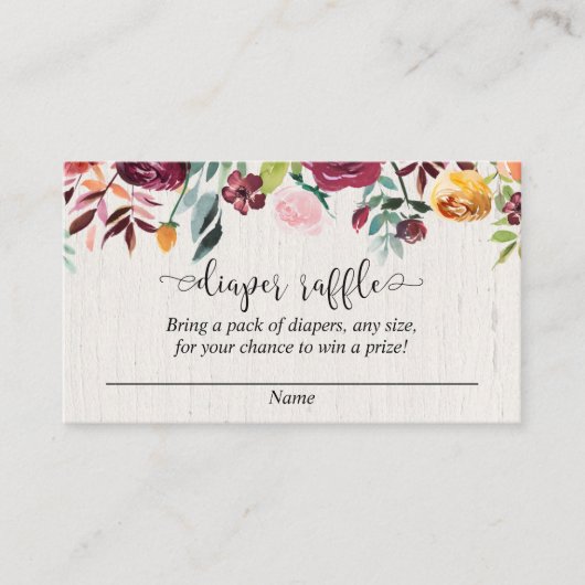 Fallen Sie blumenburgund Wasserfarben-Gewinnerkart Begleitkarte (Vorderseite)