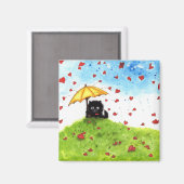 Fallen Sie Fuzzy Cat Liebe BiHrle Magnet (Vorderseite/Rückseite)